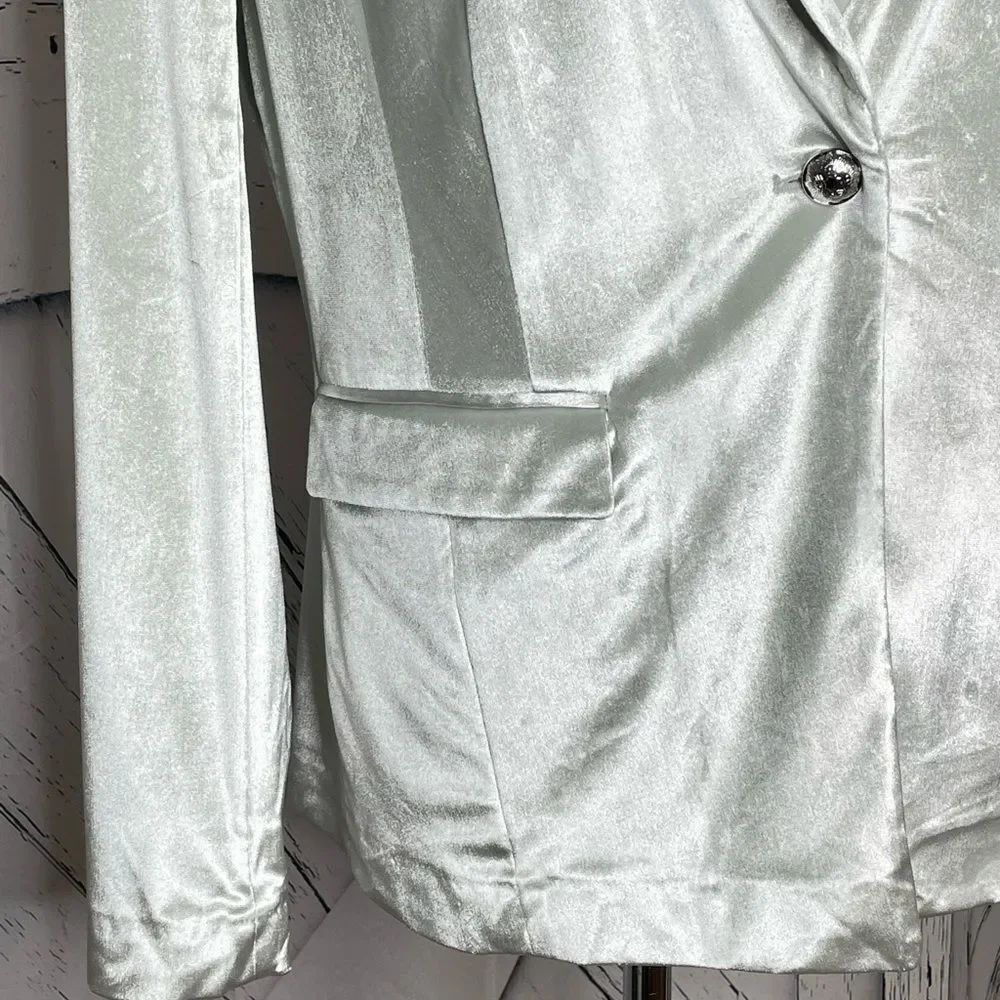 WHBM Velvet Blazer Shiny Silver Size M - Picture 4 of 7